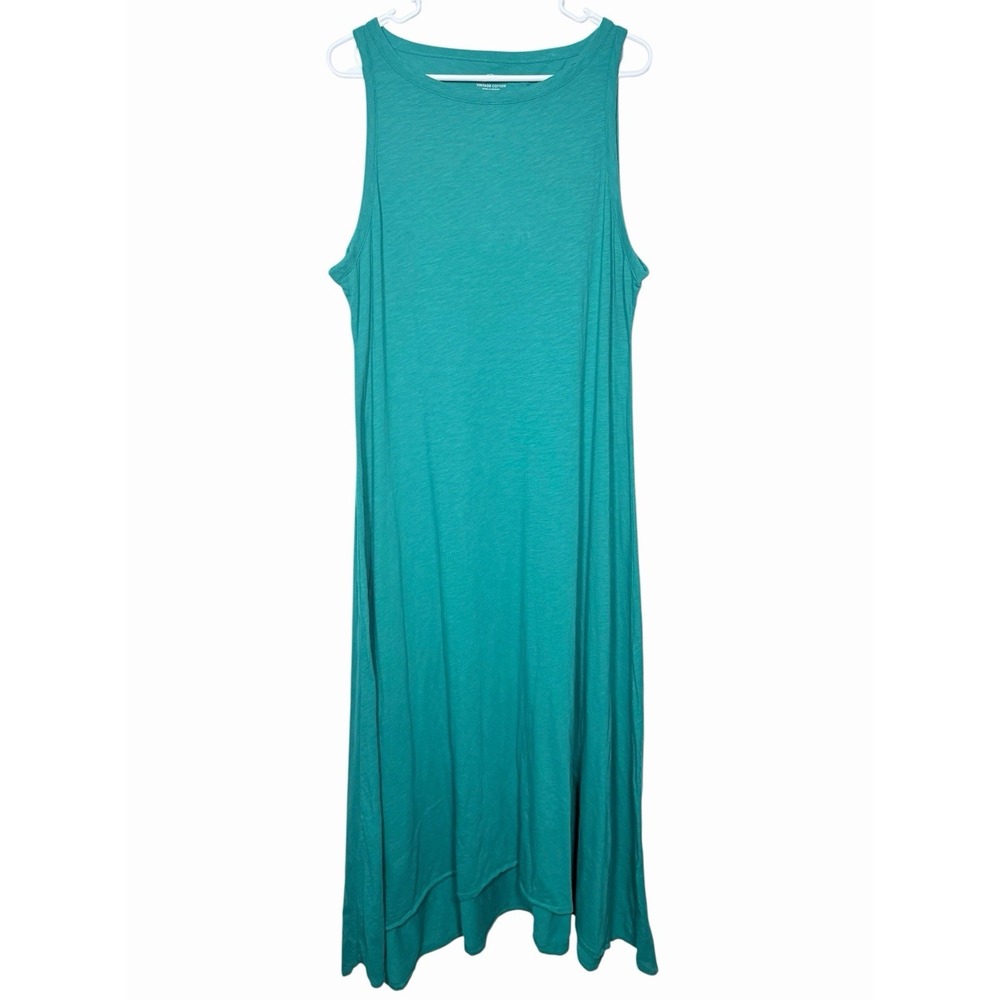 J Crew Maxi Dress XXL Green Sleeveless Hi Low Flowy Casual Coastal Summer Boho